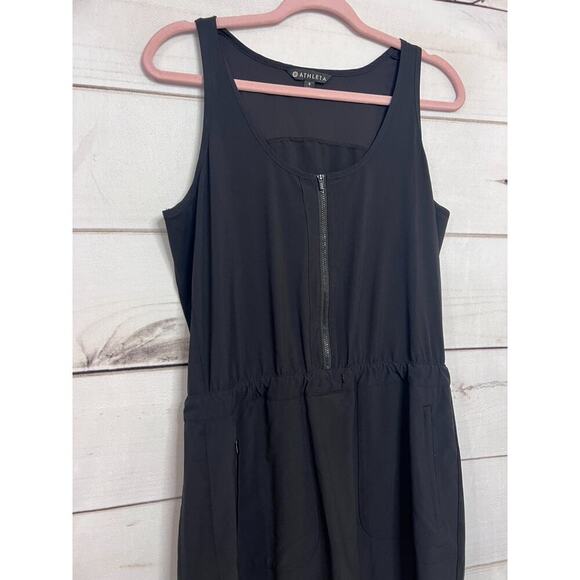 ATHLETA BLACK SLEEVELESS 1/4 ZIPPER WOMEN'S ATHLETIC DRESS POCKETS SIZE 8 - Picture 6 of 6